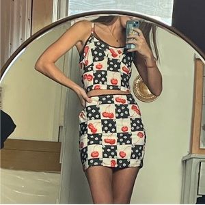 O'Mighty Black and White Checkered Set with Red Lips